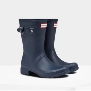 Hunter Womens Original Short Navy Matte Rain Boot